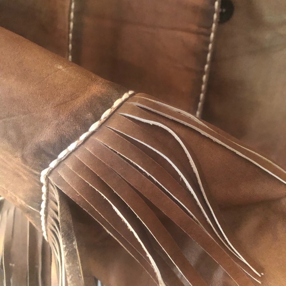 Scully Chestnut Brown Leather Fringe Jacket - Picture 3 of 6
